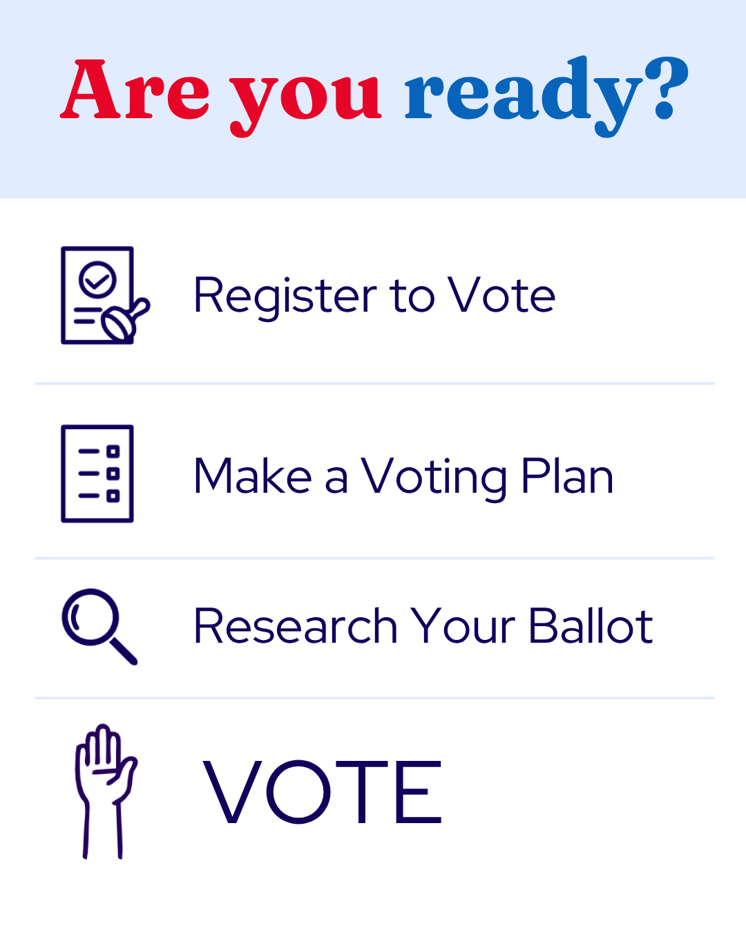 Are you ready for the November 3rd?